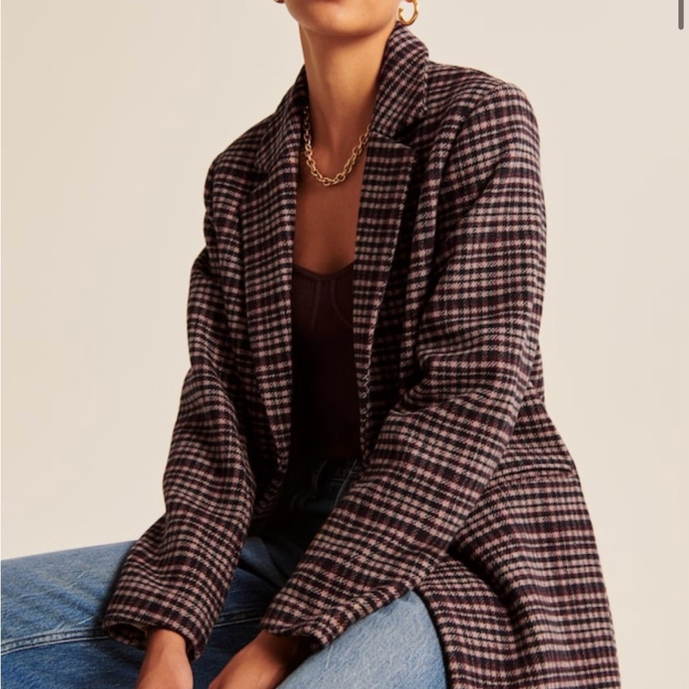 Abercrombie & Fitch Brown Plaid Relaxed Blazer